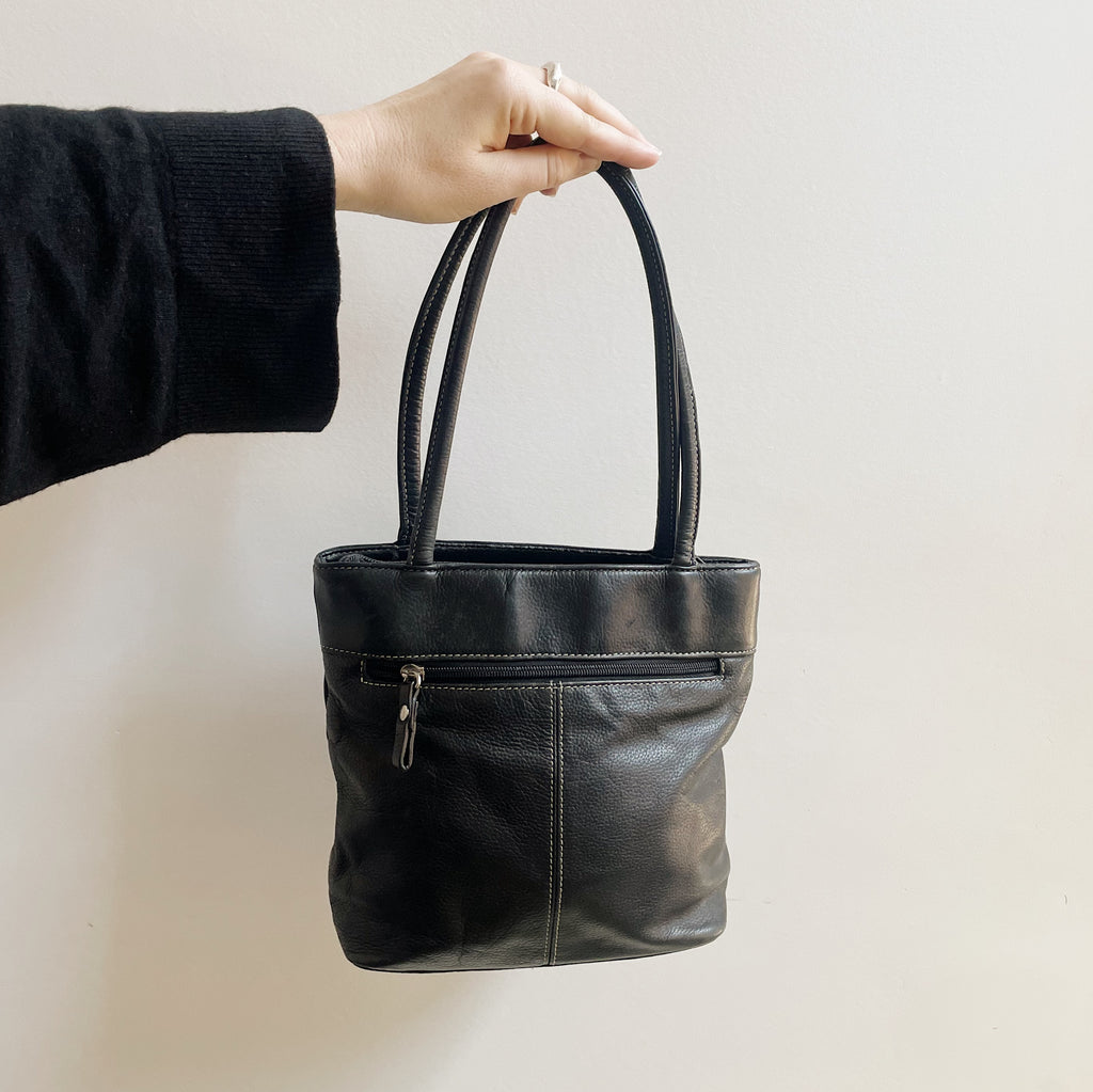 Coal Contrast Stitch Shoulder Bag