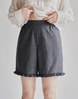 Javia Leung I Ruffle Shorts in Light Heathered Grey - Hey Jude