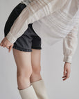Javia Leung I Ruffle Shorts in Light Heathered Grey - Hey Jude
