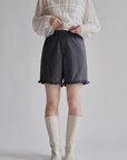 Javia Leung I Ruffle Shorts in Light Heathered Grey - Hey Jude