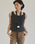 Black Ruched Polka Dot Top - Hey Jude