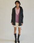 Denim Crepe Long Zip Jacket - Hey Jude