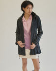 Denim Crepe Long Zip Jacket - Hey Jude