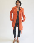 Tangerine Double-Breasted Cotton Trench - Hey Jude