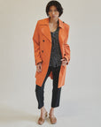 Tangerine Double-Breasted Cotton Trench - Hey Jude