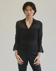 Black Sheer Silk Button Blouse - Hey Jude