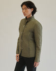 Olive Quilted Silk Snap Jacket - Hey Jude