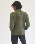 Olive Quilted Silk Snap Jacket - Hey Jude