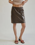 Chocolate Leather Mini Skirt - Hey Jude