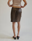 Chocolate Leather Mini Skirt - Hey Jude