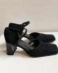 Black Fabric Mary Jane Mules | size 5.5