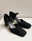 Black Fabric Mary Jane Mules | size 5.5