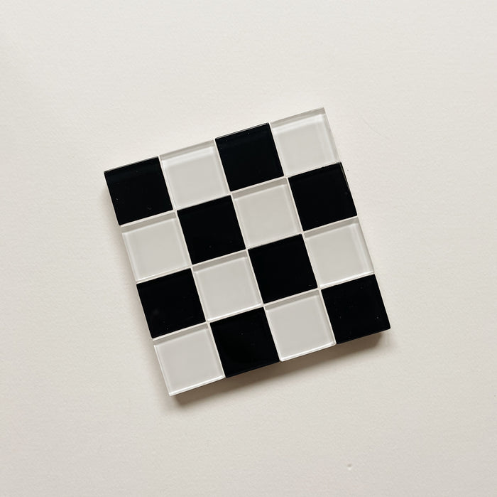 Glass Tile Coaster | Checkered