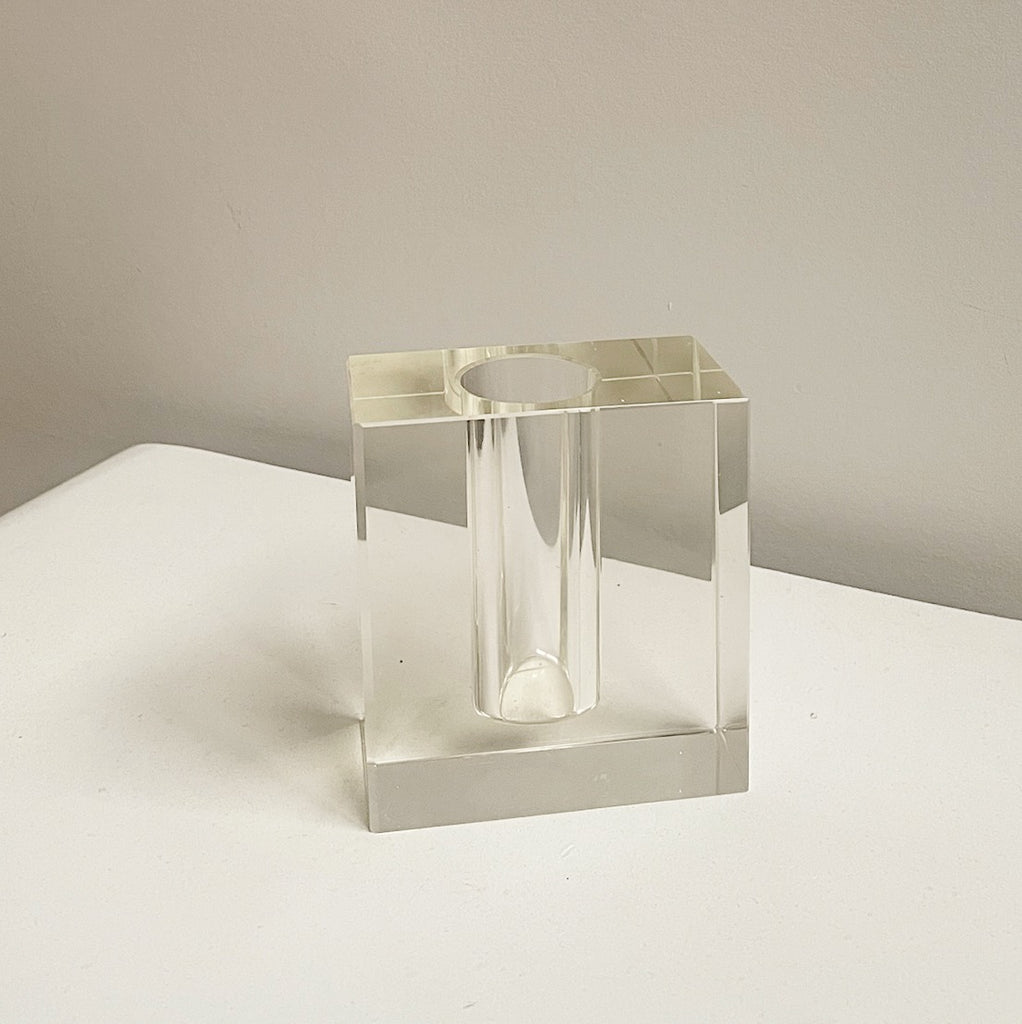 Clear Glass Block Vase