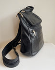 Glossy Black Mini Backpack