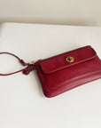 Red Coach Leather Wrist Bag