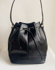 Ebony Structured Leather Bucket Bag