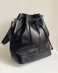 Ebony Structured Leather Bucket Bag