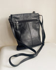 Black Minimalist Leather Crossbody