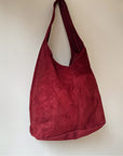 Suede Leather Hobo Bag in Merlot