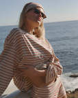 Après June | Striped Long Sleeve in Cream + Raspberry PRESALE