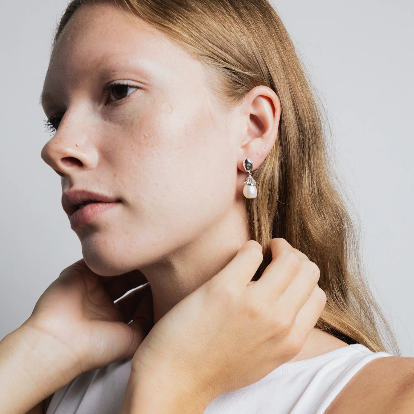 Wolf Circus | Pearl Drop Earrings in Silver