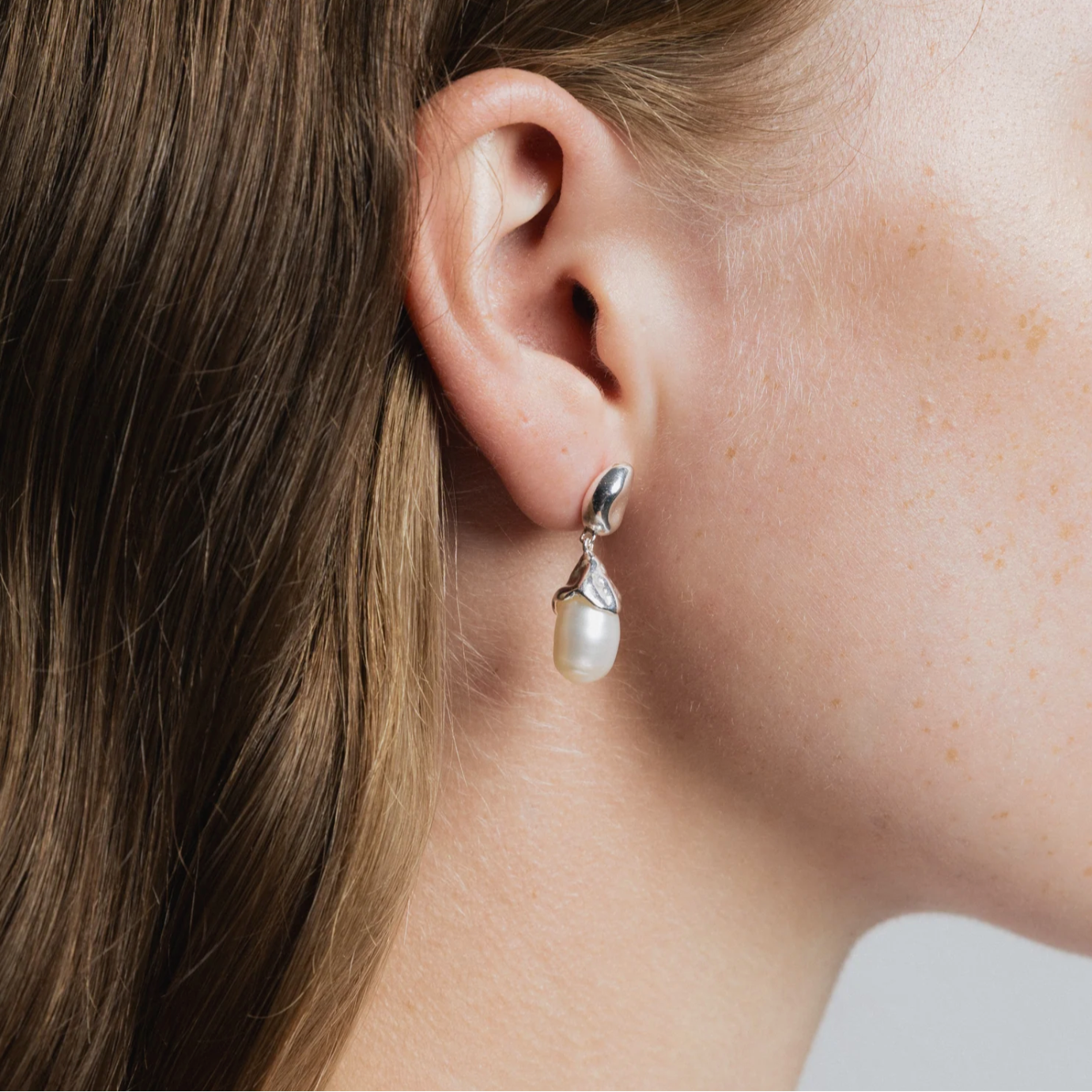 Wolf Circus | Pearl Drop Earrings in Silver