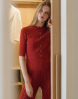 Lèmme | Fine Cotton Ribbed Cardigan in Rosso