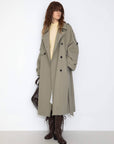 Cubic | Cotton Oversized Mid-Length Trench in Dark Sea Green