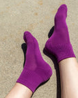 Bondoodle - Short Ribbed Sport Ankle Socks in Raspberry Pink - Hey Jude