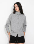 Cubic | Wool Funnel Neck Knit Cardigan in Gray