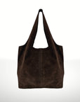 Suede Leather Shoulder Bag in Espresso