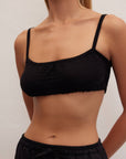 Le Cle | Smocked Bralette Top in Black