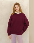 Lèmme | Cashmere Blend Ribbed Crewneck Sweater in Berry
