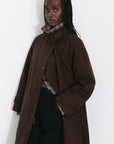 Cubic | Convertible Collar Long Down Trench Coat in Espresso