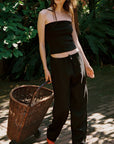 LA RELAXED - Linen Drawstring Pant: Black / S - Hey Jude