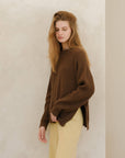 Lèmme | Cashmere Blend Ribbed Crewneck Sweater in Tobacco