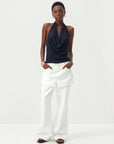 CUBIC - CUBIC Minimal Cowl Neck Halter Camisole: Navy / S - Hey Jude