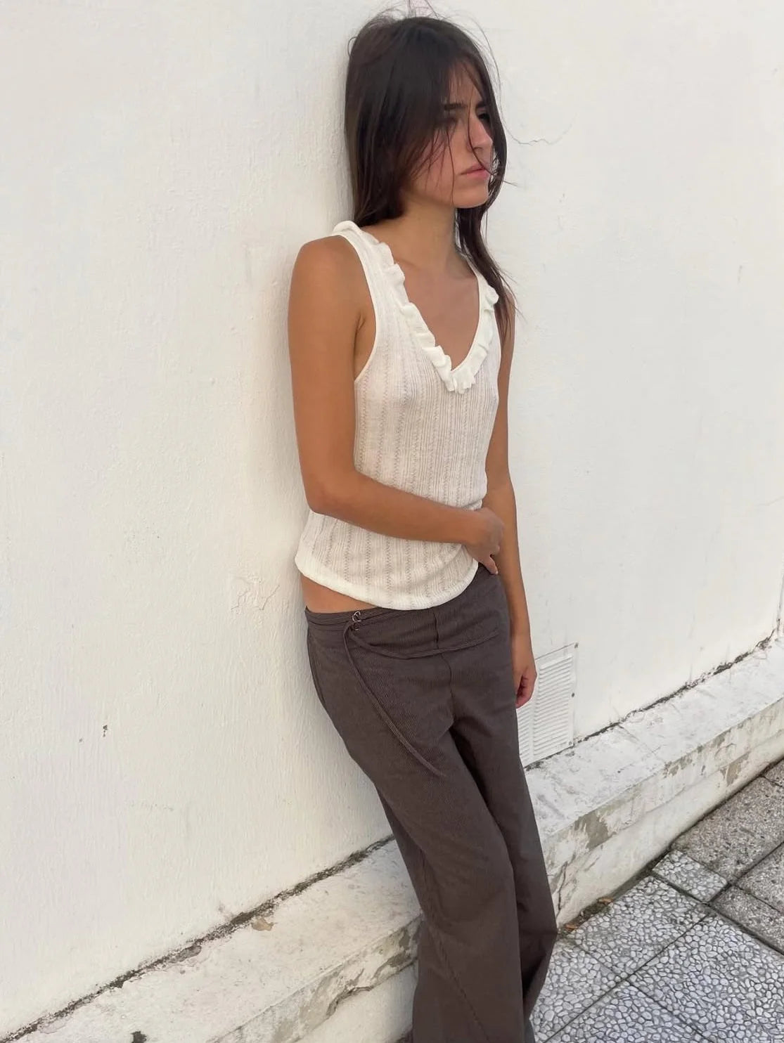 Deiji Studios | Double Belted Pant in Brown Stripe PRESALE