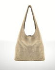 Suede Leather Hobo Bag in Dust