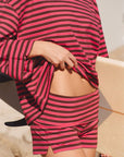 Après June | Striped Long Sleeve in AJ Pink + Brown - Hey Jude