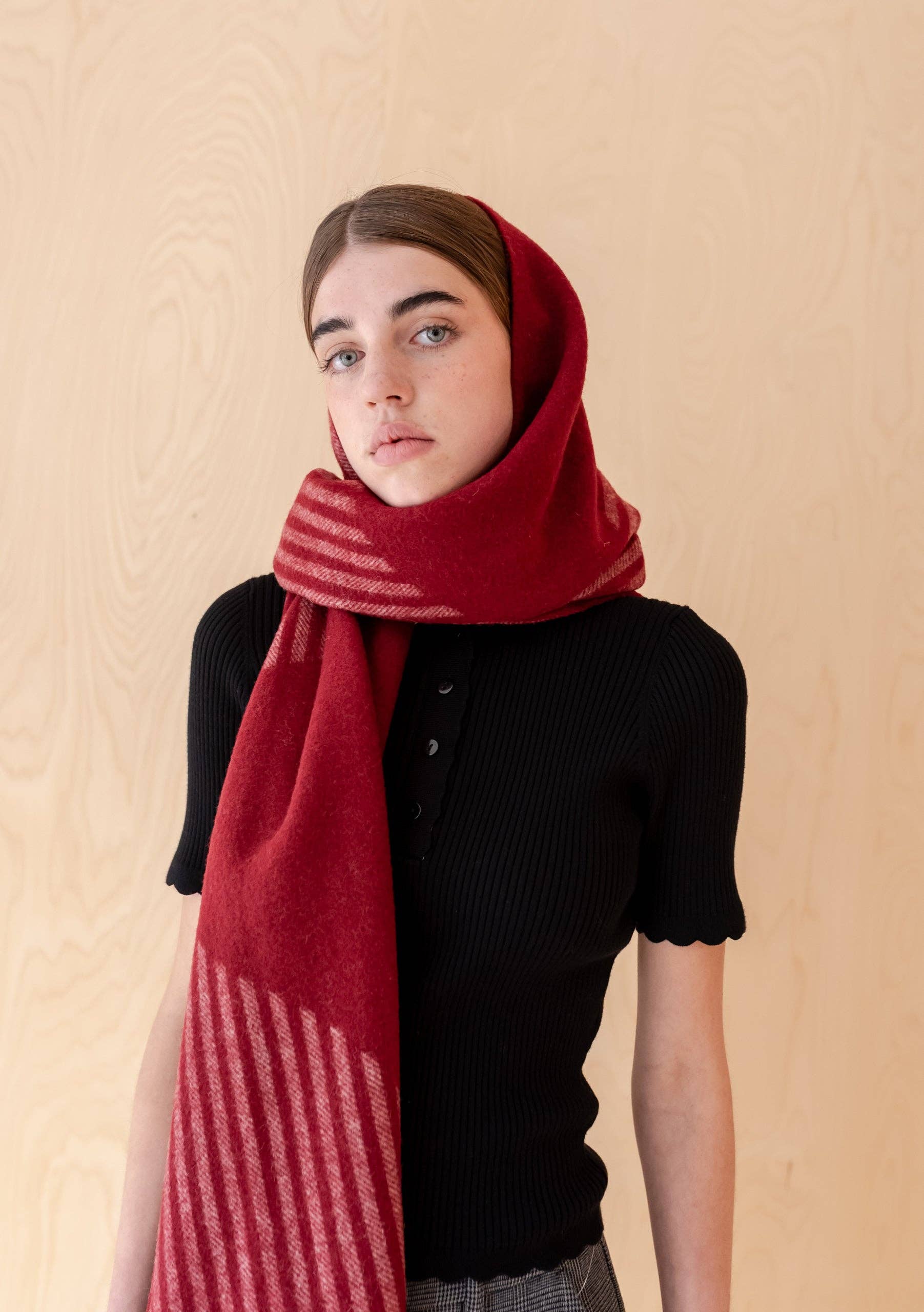 TBCo | Lambswool Oversized Scarf in Burgundy Wave