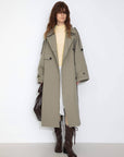 Cubic | Cotton Oversized Mid-Length Trench in Dark Sea Green