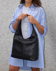 Sable Italian Leather Hobo Shoulder Bag