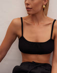 Le Cle | Smocked Bralette Top in Black