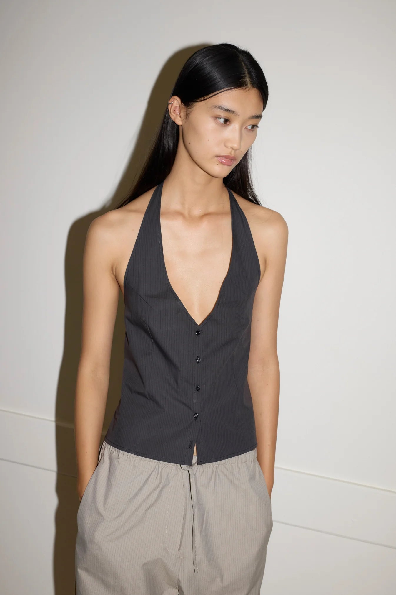 Deiji Studios | Waist Halter in Black Stripe