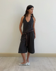Deiji Studios | Waist Halter in Black Stripe