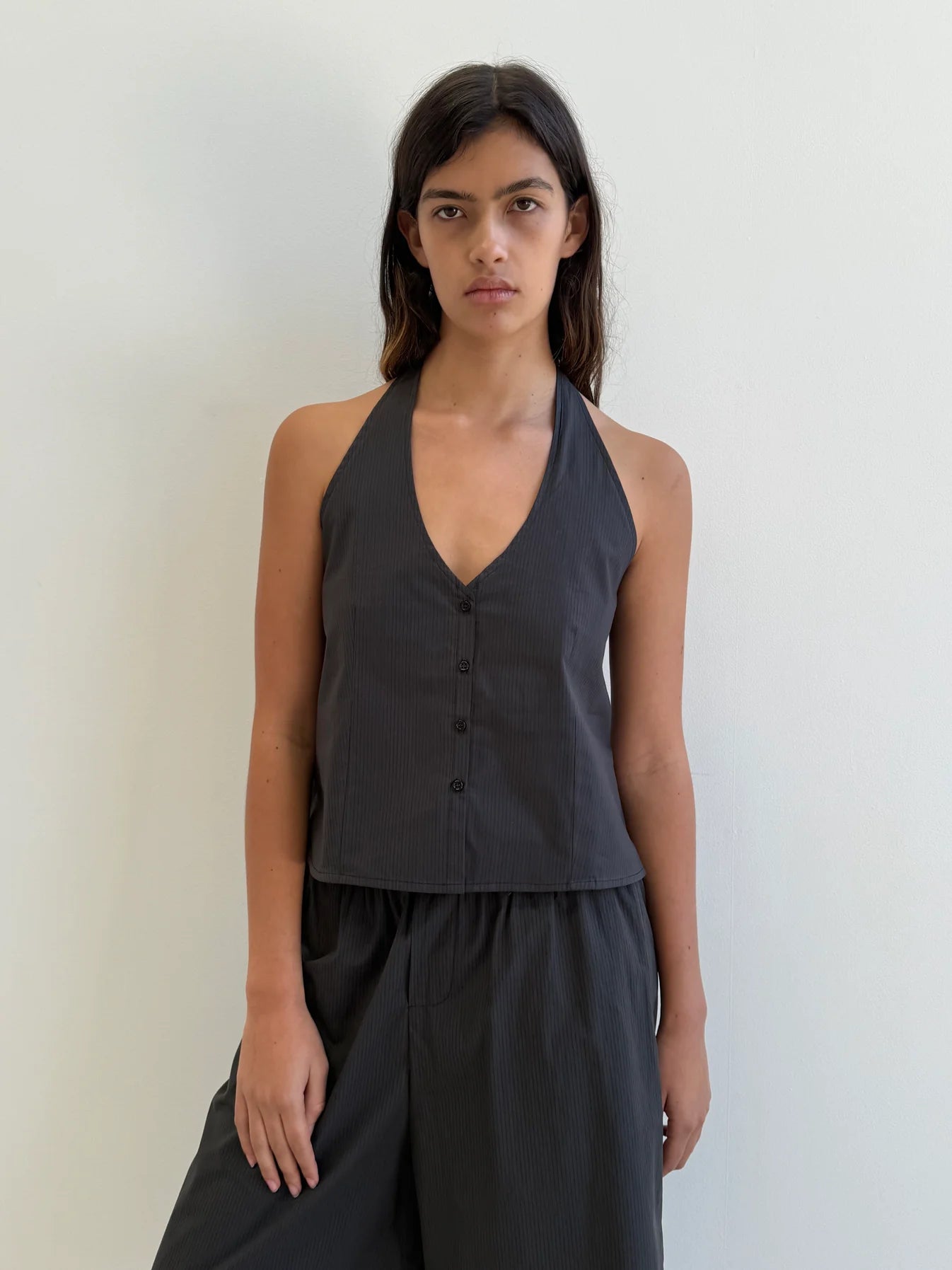 Deiji Studios | Waist Halter in Black Stripe