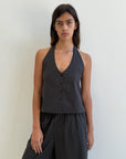 Deiji Studios | Waist Halter in Black Stripe