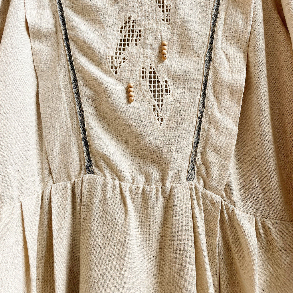 Antique Beige Raw Silk Day Dress